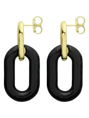 Sheila Fajl Small Shakedown Earrings in Black Resin + Shiny 18k Gold